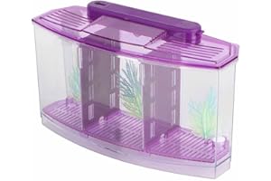 DIYDEG Fish Tank, Desktop Transparent Breeding Fish Tank, Mini Acrylic for Small Fishes with LED Light with Water Change Valve for Betta(Purple)