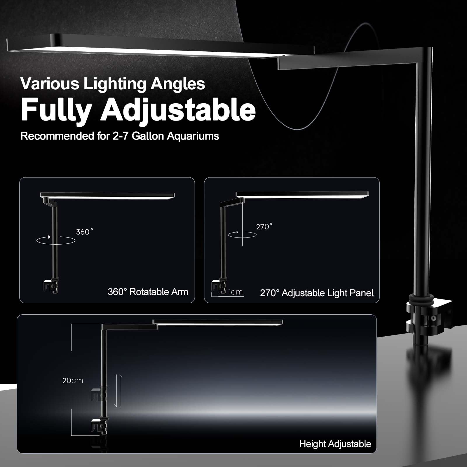 FZONE SOLO Serie Nano Aquarium LED Beleuchtung, Vollspektrum, Dimmbar, App-gesteuert, mit Timer, für Süßwasser- & Pflanzenaquarien 5