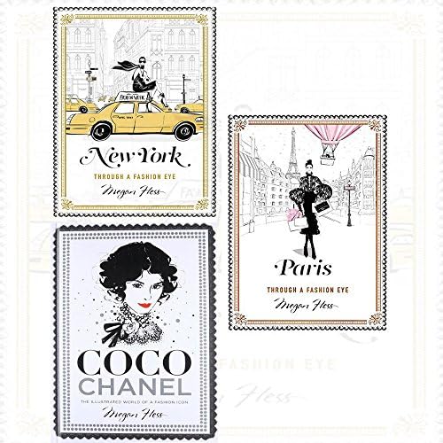fashion cities of the world, fashion eye, fashion icon by megan hess 3 books collection set - new york, paris, coco chanel