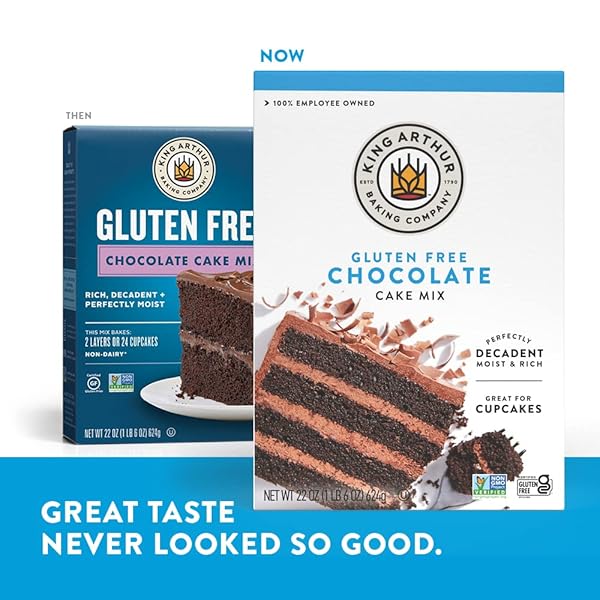 KING ARTHUR GLUTEN FREE CHOCOLATE CAKE MIX: RICH, MOIST, AND DELICIOUS DESSERT FOR BIRTHDAYS AND SPECIAL OCCASIONS – NON-GMO, KOSHER, NON-DAIRY BAKING MIX (22 OZ)