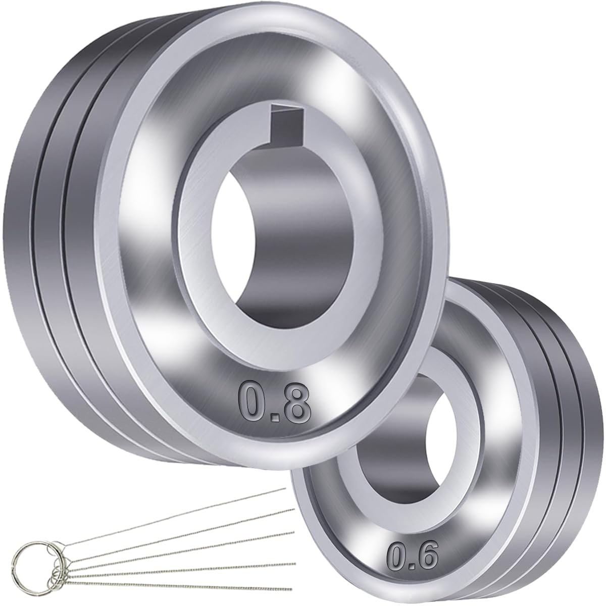 EATBALE MAG Drive Rollers Wire Feeder for SSJ-29A SSJ29 Aluminium Wire Feeder MIG MAG Welders Guide Equipment U Groove Steel Part, 1 x 0.6/0.8mm Roll Wheel, 1 x 0.8/1.0mm Roll Wheel (2 Pcs)