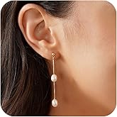 SELFROSE Silver Earrings for Women,Dainty Dangle Earrings Silver Plated Drop Earrings for Women Trendy Hypoallergenic CZ Stud Earrings Wedding Pearl Earrings Dangling Cute Small Hoop Earrings Jewelry