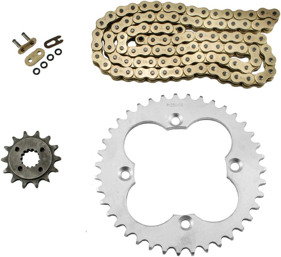 Gold ORing Chain and Sprocket Kit for Honda TRX 400 X 2009 2010 2011 2012 2013 2014 Chain