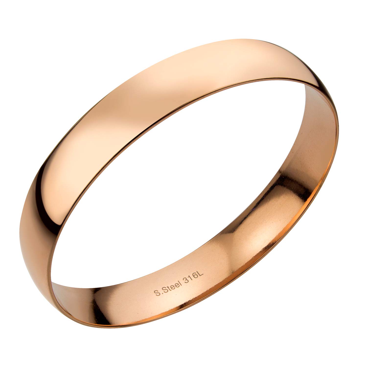 555Jewelry 12mm Wide Stainless Steel Bracelets for Women, Bangles for Women, Plain Solid Slip On Bangle, Solid Bangle Cuff Bracelet for Women, Rose Gold