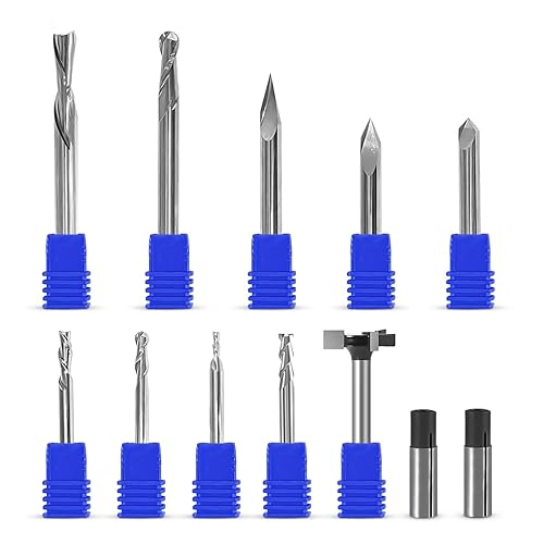 IDC WoodCraft Complete Set of Essential CNC Router Bit Set, 9 Router ...