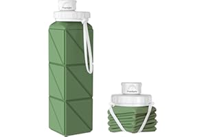 Popdigito Collapsible Water bottle with Leakproof Lid –Food-Grade BPA-Free Silicone Travel Bottles–Foldable Water Bottles 610ml for Travel Gym,Hiking, Sports,Camping,Biking 20.7oz Portable Reusable