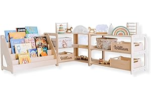 Montessori Bookshelf + Small Toy Shelf + Corner Toy Shelf, Wooden Shelf, Kids Bookcase, Toy Storage, Kids Furniture, Montesso