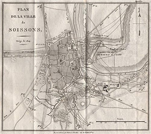 Amazon Com Siege Of Soissons 1814 City Plan Aisne 1821 Old Map Antique Map Vintage Map Printed Maps Of Aisne Posters Prints