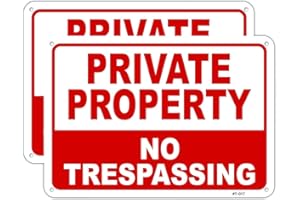 DXYIZUS SIGNS Large No Trespassing Signs Private Property Metal 10x14 Aluminum UV Ink Printing,Durable/Weatherproof Up to 7 Years Outdoor for House and Business (2-Pack)