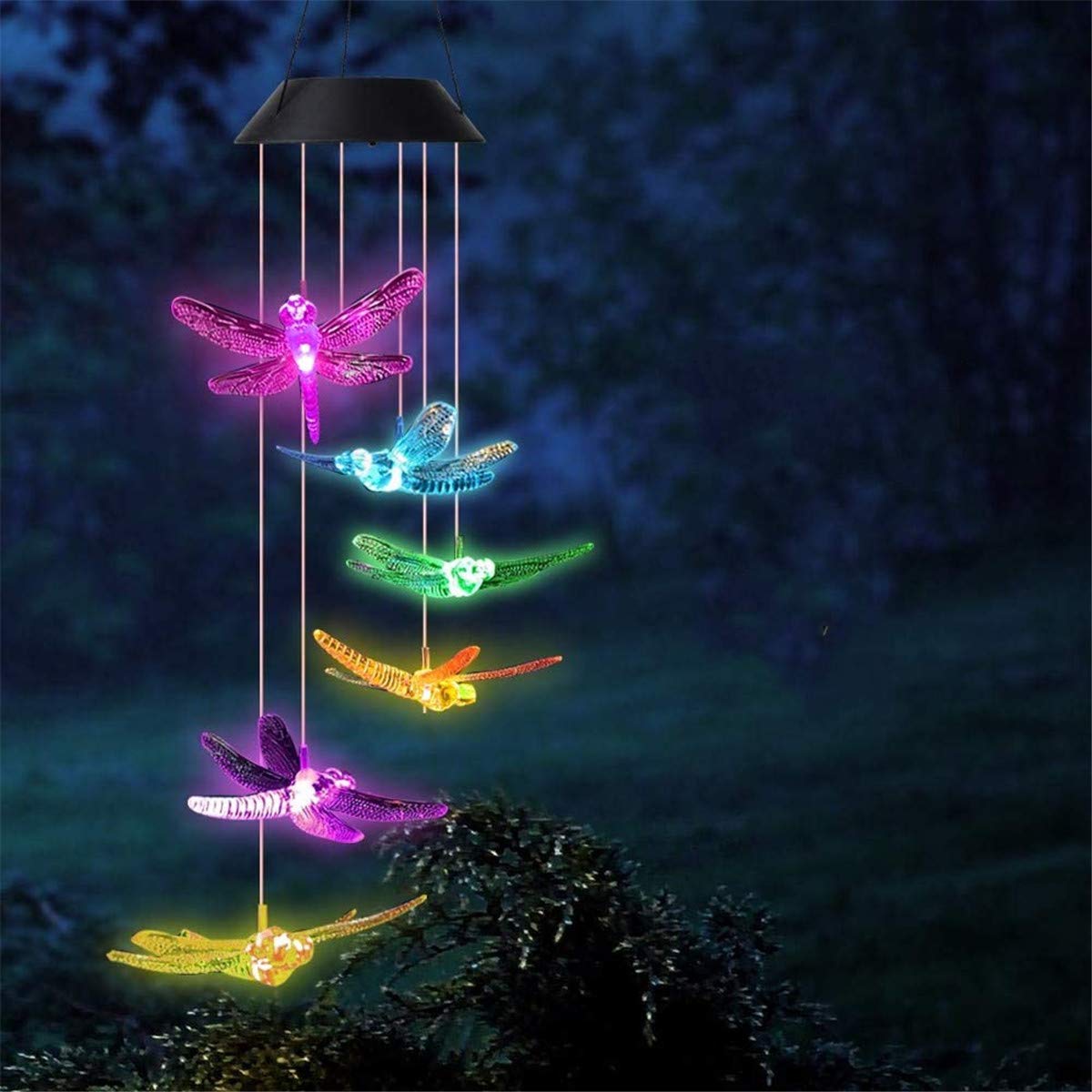 Ulalaza Solar Wind Chime Outdoor LED Color Changing Solar Lights Romantic Décor for Patio Garden Yard Home