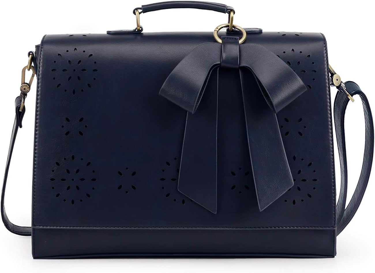 navy leather briefcase
