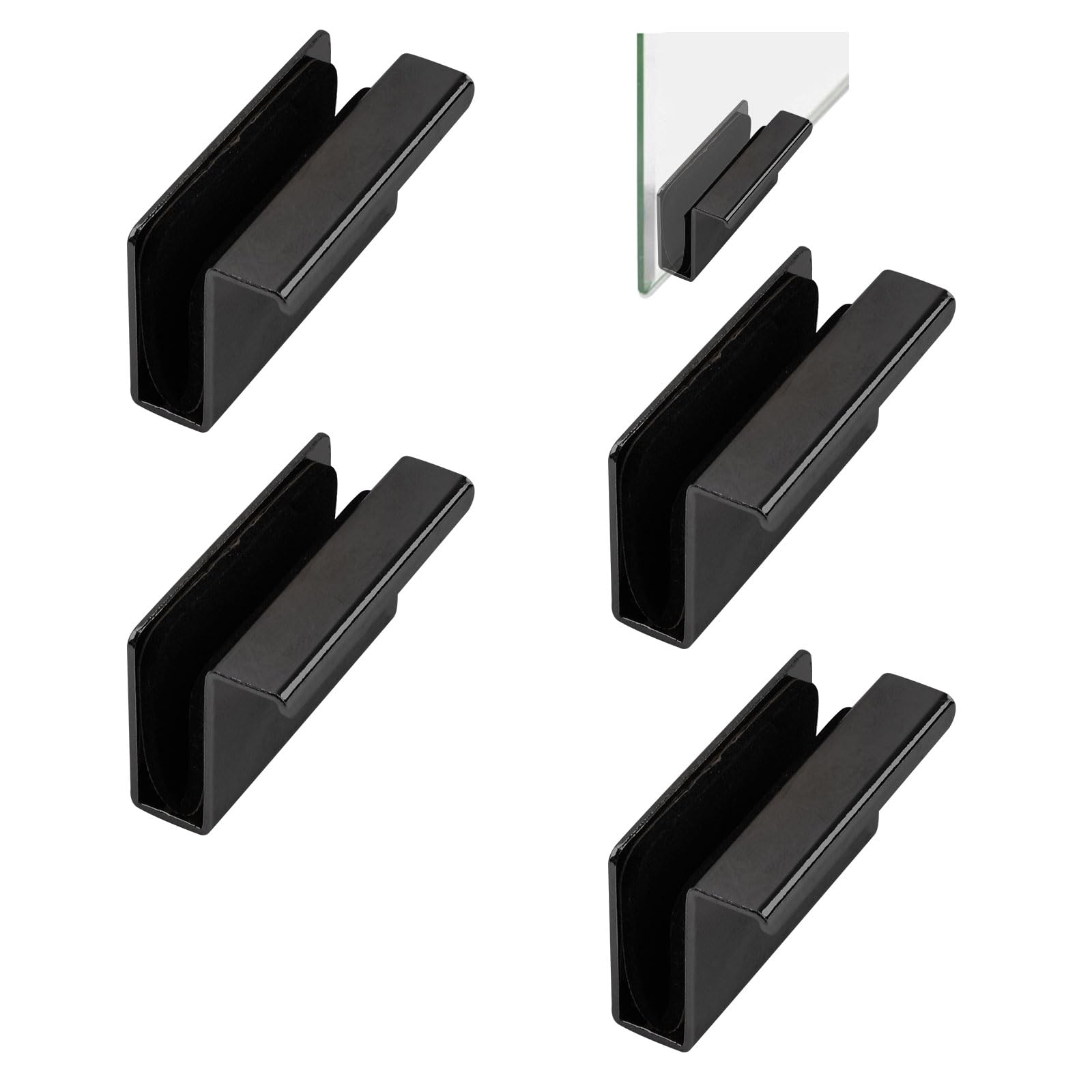 UFURMATE Glass Finger Edge Pull, 4Pcs Cabinet Finger Pull Handle Glass Door Clips Cabinet Latch Clamp Concealed Handle for Display Glasscase Door (Black) — image 1