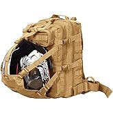 Seibertron Waterproof Large Capacity Molle Motorcycle Helmet Holder/Cycling Helmet Storage/Hiking Helmetcatch Bag/Backpack Also Fit Basketball Football Soccer Backpack Khaki