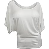 eVogues Plus Size Dolman Sleeve Top White - 1X