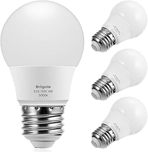 Briignite A15 LED Bulbs, Globe Light Bulbs 25 Watts Equivalent(4W LED), Daylight 5000K LED Bulb, E26 Medium Screw Base 320LM A15 Shape Decorative Edison Home Lighting Non-Dimmable (Pack of 4)