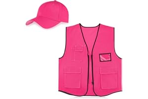 Jeere 2 PCS Blaze Pink Hunting Vest and Hat Set - Knitted Hat for Adult Hiking and Fishing