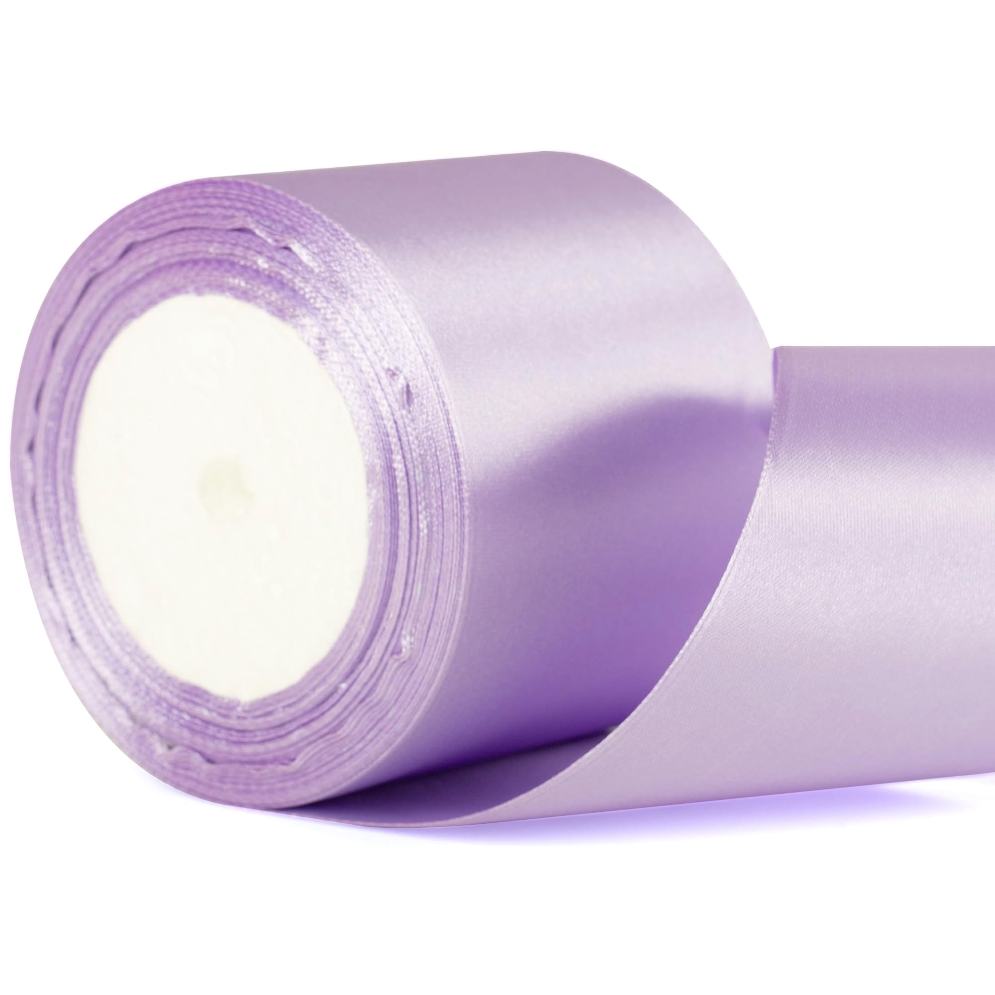22m x 75mm Wide Pastel Purple Ribbon Thick Lilac Satin Ribbon, 3 inch Thick Light Purple Ribbon for Gift Wrapping Wedding Car Christmas Birthday Cake Hair Bow Florist Bouquet Crafts Decorations
