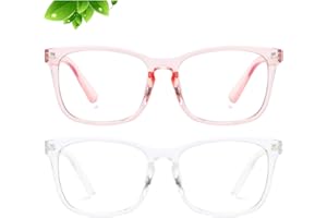 KUGUAOK 2 Pack Kids Blue Light Blocking Glasses, Boys Girls Computer Gaming TV Glasses, Lightweight Eyeglasses Frame (Age 4 to 12)