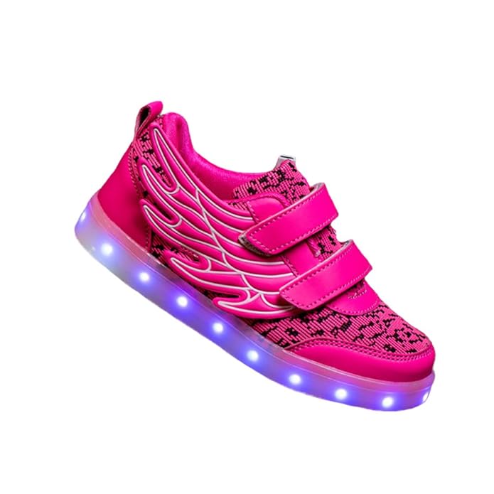 O&N LED Schuhe Kinder Jungen Maedchen Bunte LED Leuchtet Sportschuhe Sneakers USB Aufladen Athletische Schuhe mit Fluegel