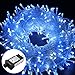 Excelvan Safe Low Voltage 8 Modes 500 LEDs 100m/328ft Dimmable Fairy String Lights with Transparent String for Bedroom Patio Garden Gate Yard Party Wedding Christmas Decoration, White+Blue