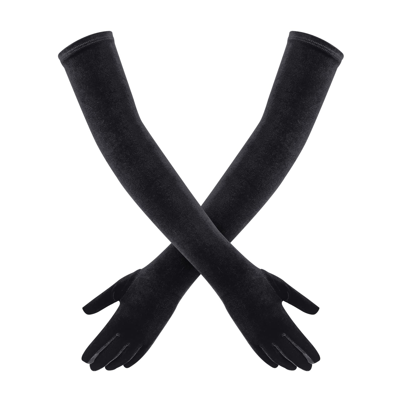 NICEYEA 53cm/20.9inch Women Evening Party Gloves Long Elbow Velvet Gloves Ladies Opera Gloves Bridal Fancy Dress 1920s Style Prom Gloves Fancy Dress Gloves Flapper Gloves