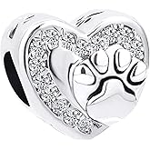 MiiFort Dog Cat Love Heart Paw Print Charm fits Pandora Charms Bracelets Pets Women Daughter Animal Lover