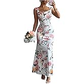 Floerns Women's Floral Sleeveless Boho Maxi Dress Fishtail Bodycon Wedding Guest Dresses