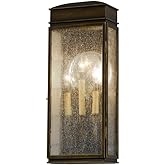 Feiss OL7402ASTB Whitaker Outdoor Patio Lighting Wall Lantern, Bronze, 3-Light (9"W x 23"H) 180watts