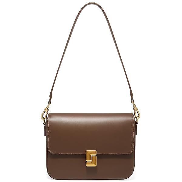 FOXLOVER CLASSIC LEATHER CROSSBODY SHOULDER BAG WITH GOLD-TONE...