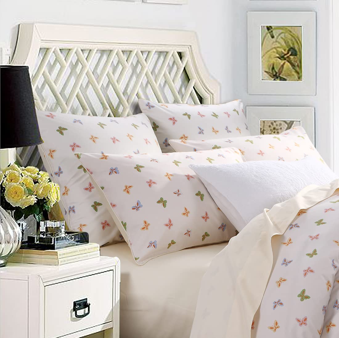 WINLIFE 100% Cotton Pillowcases Butterfly Pattern Pillow Cases Pillow Cover Set of 2 (Standard 20x26 Inches, Colorful Butterfly)