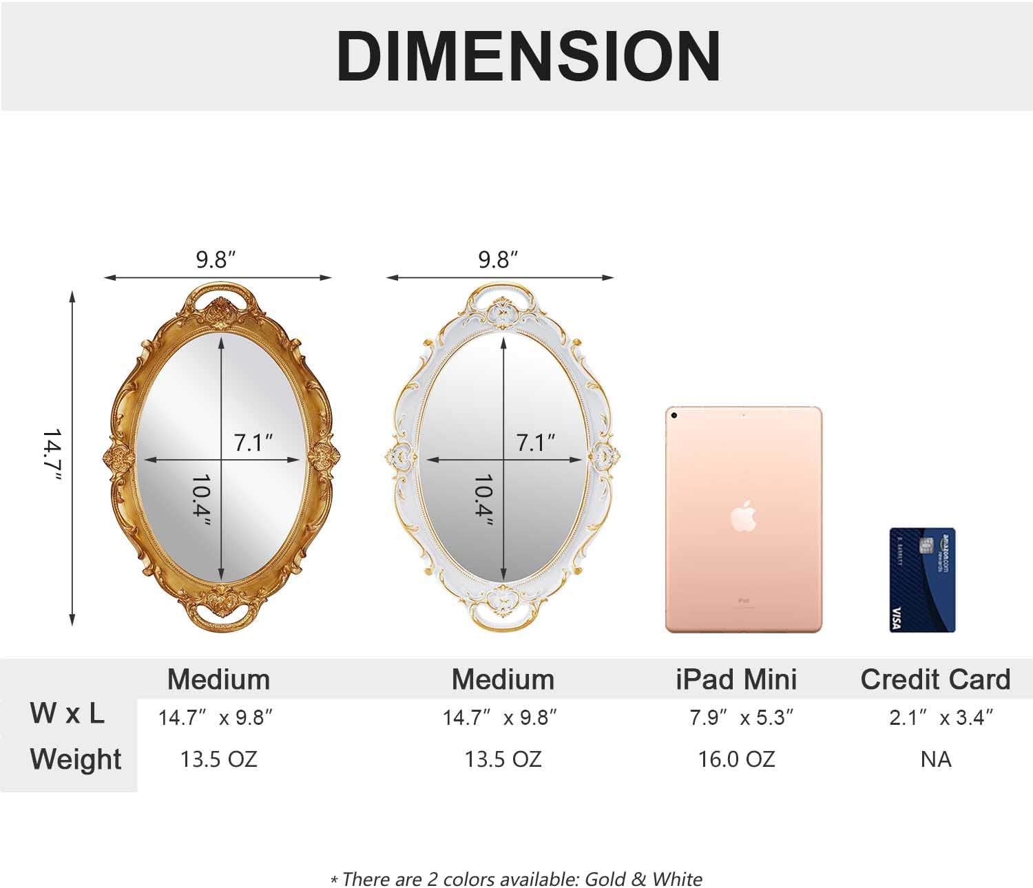 OMIRO Decorative Wall Mirror, Vintage Carved Hanging Mirrors for Bedroom Living-Room Dresser Decor, Oval Antique Gold 10" W x 15" L: Home & Kitchen