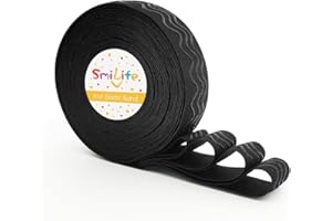 SmiLife Silicone Gripper Elastic Band, 1.1 Inches Non-Slip Silicone Elastic Gripper Band for Garment, 12 Yards, Black