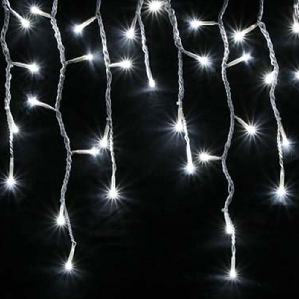 JnDee Icicle Christmas Fairy Lights Waterproof Outdoor/Indoor use. ICY Cool White 120 LED 4M Wide 24 Drops Plus a Massive 10M Lead Cable - Image 4