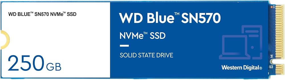 WD Blue SN570 250GB M.2 2280 PCIe Gen3 NVMe SSD Read up to 3300 MB/s
