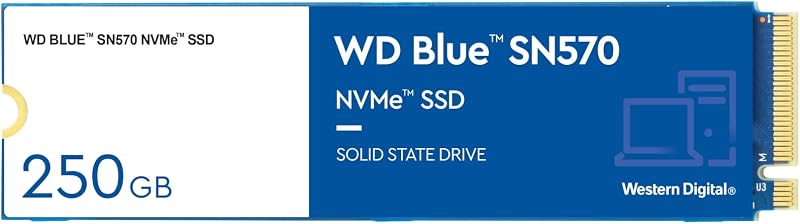 WD Blue SN570 250GB M.2 2280 PCIe Gen3 NVMe SSD Read up to 3300 MB/s