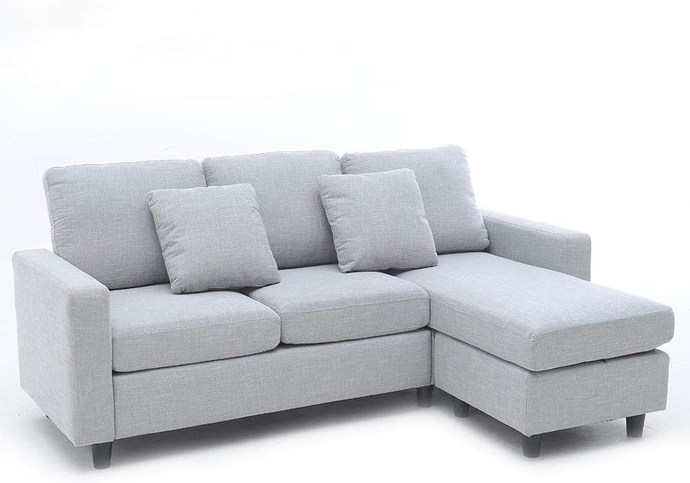 LUXES L Corner Sofa Couch Living Room Sofa Line Fabric Classic Modern