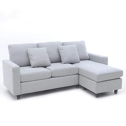 Luxes L Corner Sofa Couch Living Room Sofa Line Fabric Classic