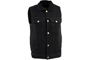 Milwaukee Leather DM1331 Men's Black Denim Motorcycle Biker Riders Vest w/Shirt Style Collar