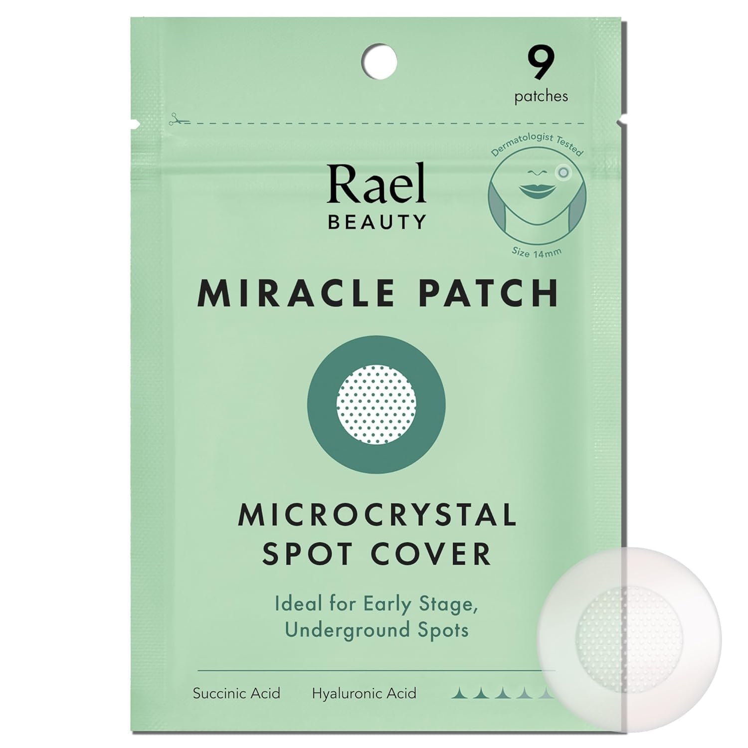 Rael Pimple Patches, Miracle Microcrystal Spot Cover - Korean Skincare, Acne Treatment Patch with Tea Tree Oil for Early Stage, Hydrocolloid, Vegan & Cruelty Free (9 Count)