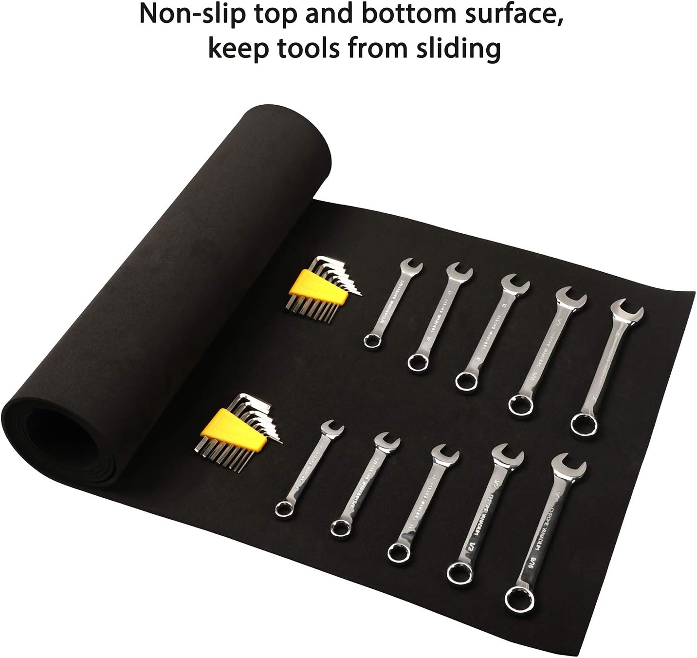 CASOMAN Professional Tool Box Liner and Drawer Liner - 16 inch (wide) x 6 feet (long), Non-Slip, Black, 1/8" thickness - - 