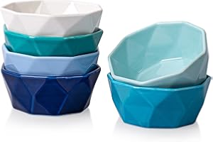 Delling 6 OZ Souffle Dishes Set - Ceramic Color Souffle Dish - Dessert/Snack Bowls for Kitchen, Souffle, Pudding, Creme Brule
