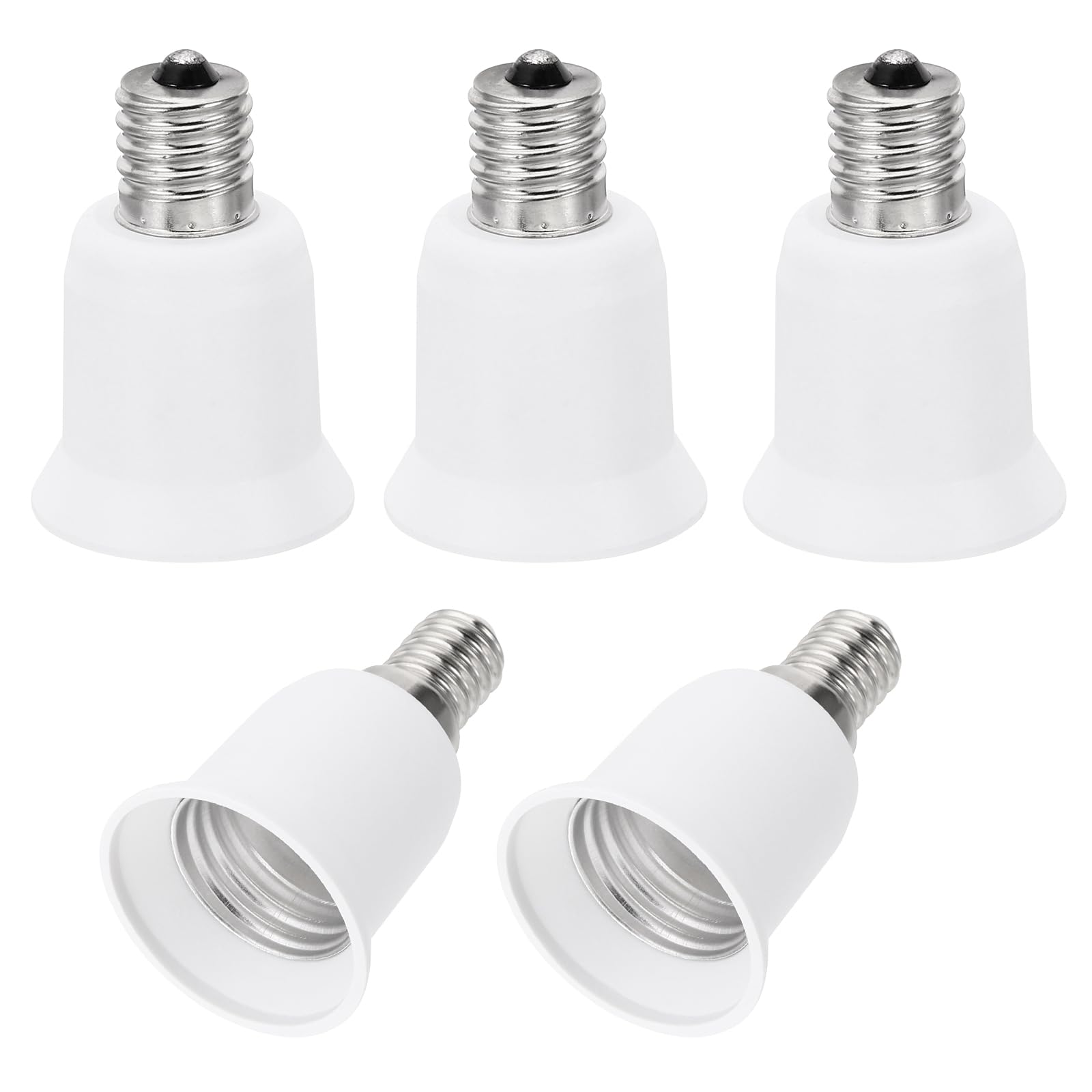 PATIKIL E17 to E26/E27 Light Socket Adapter, 5pcs Lamp Holder Convert Screw Base Converter for Halogen CFL Light Bulb, White