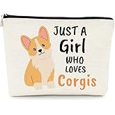 EXUQO Corgi Gifts for Corgi Lovers Makeup Bag,Cute Birthday Gifts for Corgis Mom,Just a Girl Who Loves Corgis Pouch,Dog Lovers Zipper Travel Cosmetic Bag,Dog Mother Gift