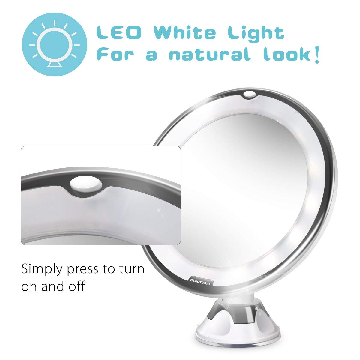 BEAUTURAL 10X Magnifying Makeup Mirror with LED, Lighted Magnifying