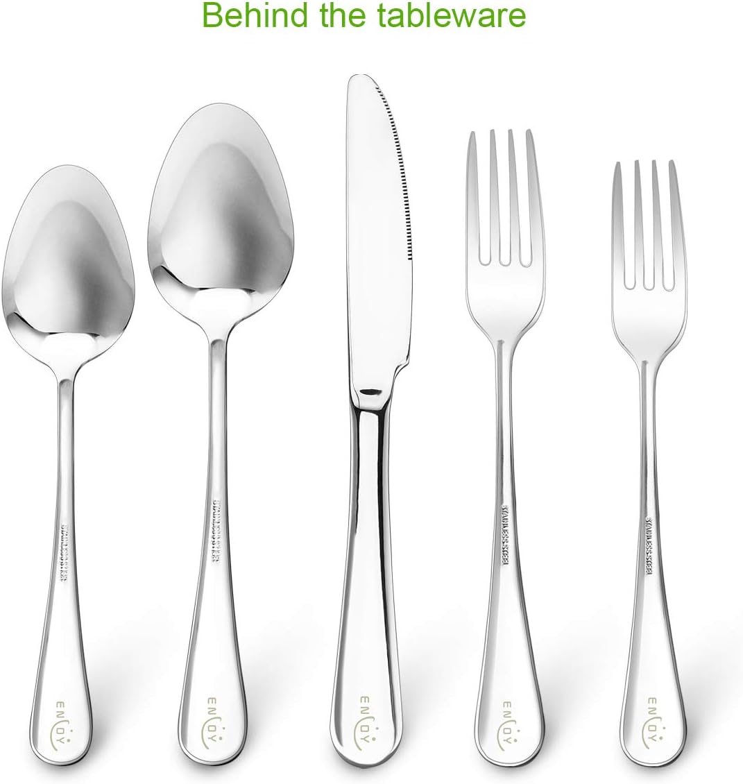  | Silverware Set, 20 Pieces Flatware Cutlery Set ENLOY Stainless Steel Utensils Service for 4, Heavy Duty Gift and Dishwasher Safe, Mirror Polished Dinner Knife, Fork, Spoon for Restaurant: Flatware Sets