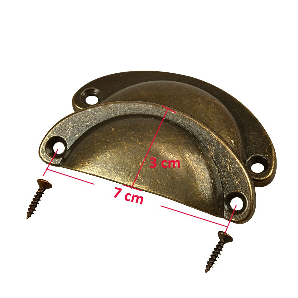 MyArmor 6x Antique Bronze Style Zinc-Plating Half Moon Shell Cupboard Cabinet Drawer Furniture Kitchen Door Knobs Pull Handles