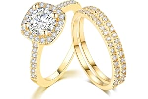 SDT Jewelry Three-in-One Bridal Wedding Engagement Anniversary Statement Eternity Ring Set