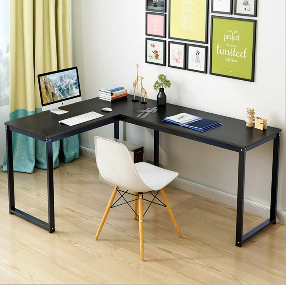 DDGOD L-shaped home office corner desk wood top,Pc laptop table Writing desk Worktable Office table Computer table Computer desk-A