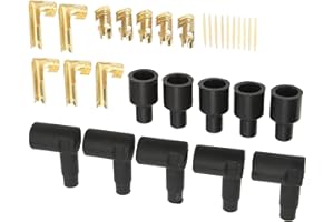 Straight Ignition Coil Boot, 30PCS Spark Plug Coil Wire Boot Black Rubber Material Terminal Kit Fit for 6‑10mm Wires