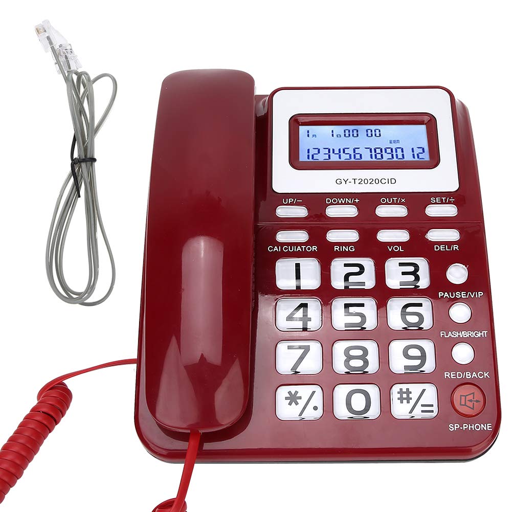 Big Button Corded Phones, Landline Telephone with Loud Sound for Senior, Caller ID Display, Calculater, for Home Office Hotel (Red)